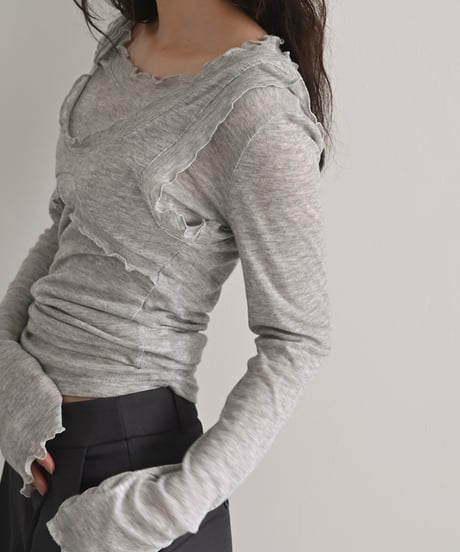 Frill Layered Sheer Tops np-t1911-568