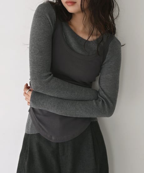 Sheer Rib Knit Tops np-t1911-592