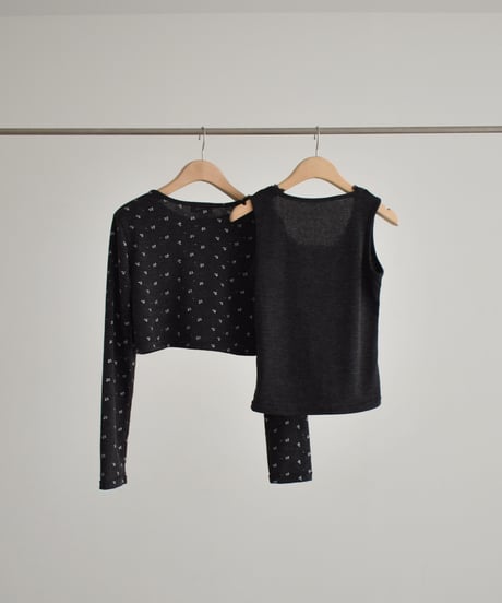 Flower Motif Set Cardigan（Charcoal） t1911-566