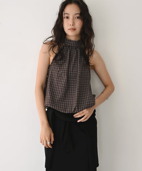 Halter Neck Check Tops t1911-562