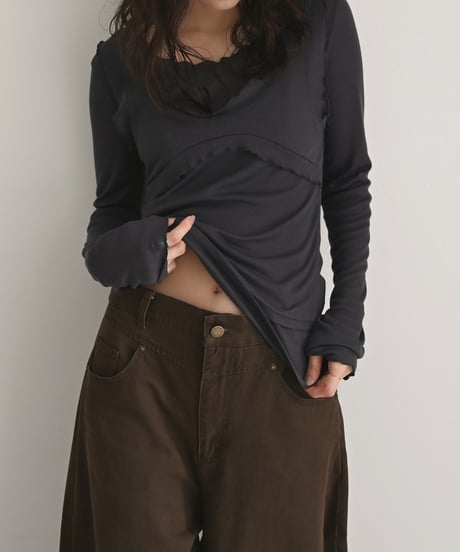 Frill Layered Sheer Tops np-t1911-568