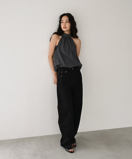 Halter Neck Check Tops t1911-562