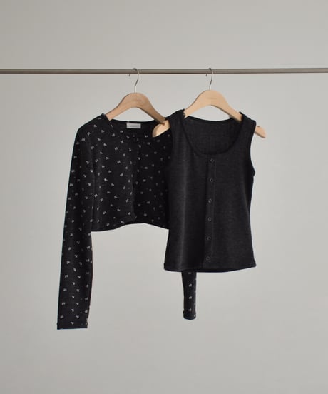 Flower Motif Set Cardigan（Charcoal） t1911-566