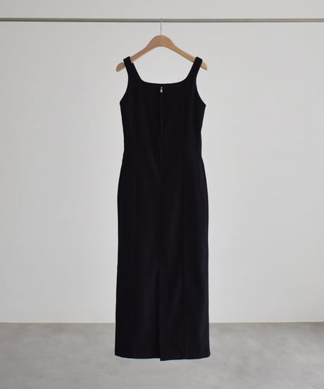 Square Neck Long Onepiece（Black）op-0202009565