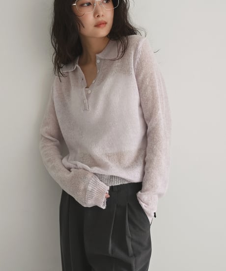 Sheer Polo Knit Tops t1911-571