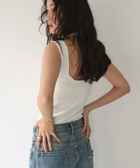 Square Neck Knit Tank np-t1911-556