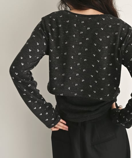 Flower Motif Set Cardigan（Charcoal） t1911-566