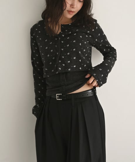 Flower Motif Set Cardigan（Charcoal） t1911-566
