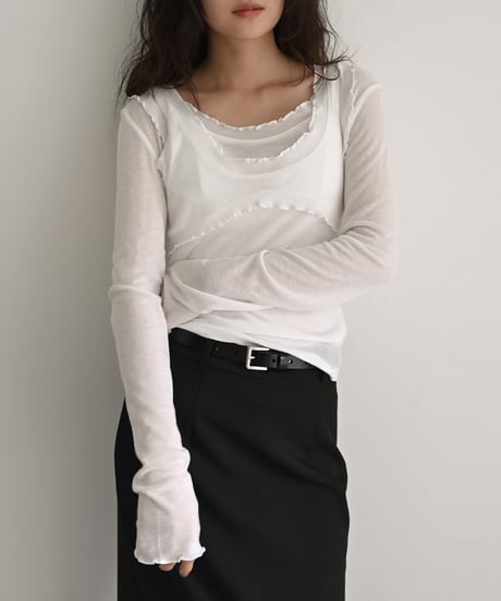Frill Layered Sheer Tops np-t1911-568