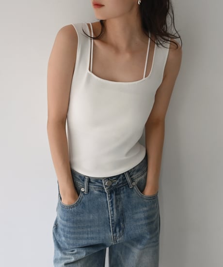 Square Neck Knit Tank t1911-556