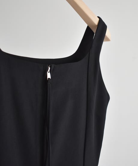 Square Neck Long Onepiece（Black）op-0202009565