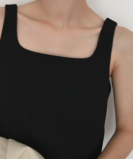 Square Neck Long Onepiece（Black）op-0202009565