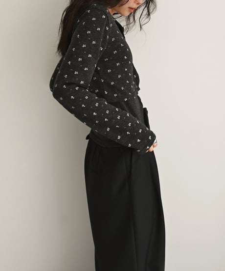 Flower Motif Set Cardigan（Charcoal） t1911-566