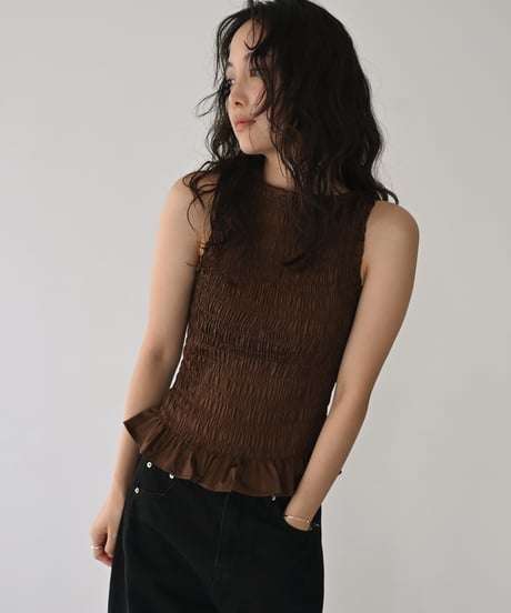 Shirring Nosleeve Tops np-t1911-557