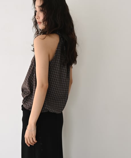 Halter Neck Check Tops t1911-562