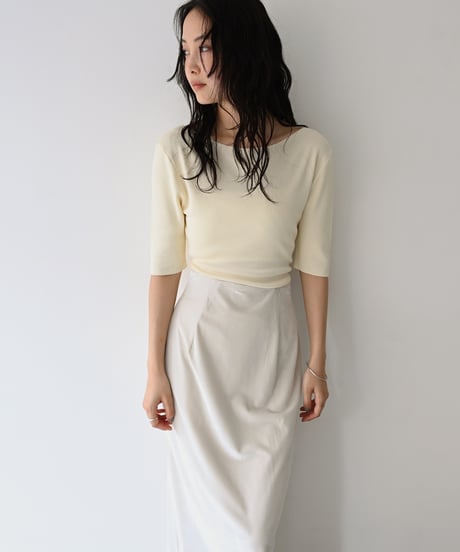 Half sleeve Rib Knit Tops t1911-535