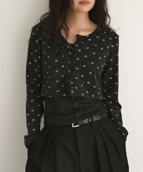 Flower Motif Set Cardigan（Charcoal） t1911-566