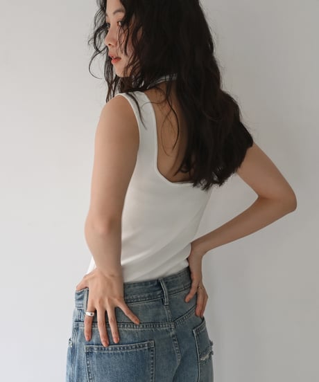 Square Neck Knit Tank t1911-556