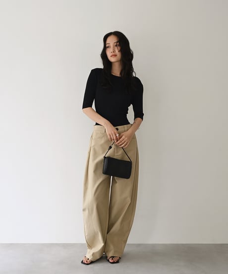 Half sleeve Rib Knit Tops t1911-535
