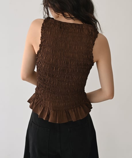 Shirring Nosleeve Tops np-t1911-557