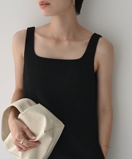 Square Neck Long Onepiece（Black）op-0202009565