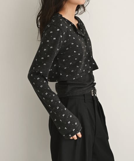 Flower Motif Set Cardigan（Charcoal） t1911-566