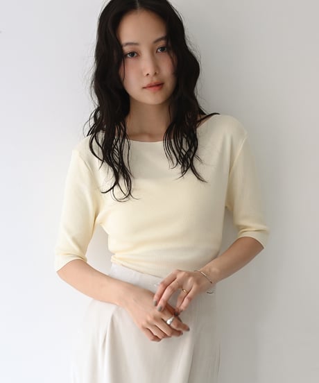 Half sleeve Rib Knit Tops t1911-535