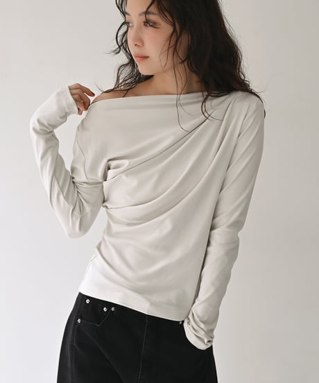 Oneshoulder Drape Tops np-t1911-577