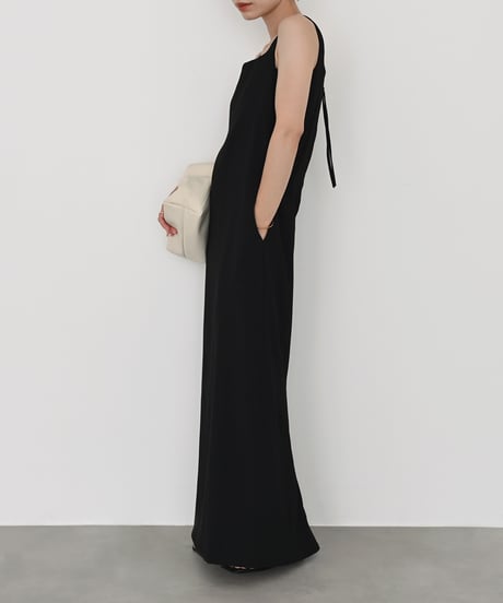 Square Neck Long Onepiece（Black）op-0202009565