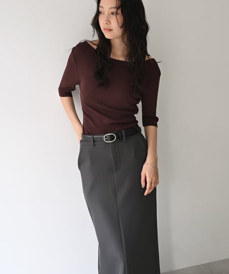 Half sleeve Rib Knit Tops t1911-535