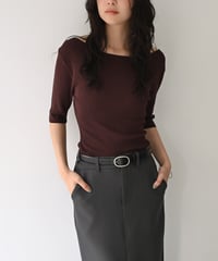 Half sleeve Rib Knit Tops t1911-535