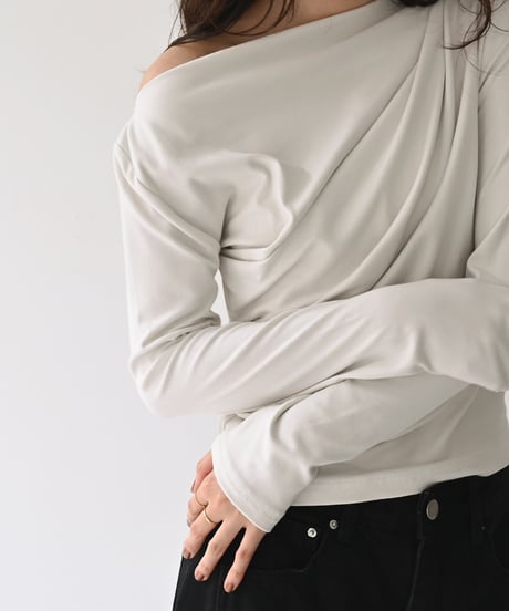 Oneshoulder Drape Tops np-t1911-577
