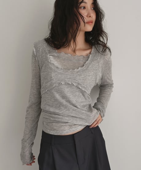 Frill Layered Sheer Tops np-t1911-568