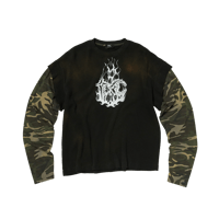 THUG CLUB / TC HELLFIRE LAYERED T-SHIRT / CAMO BLACK