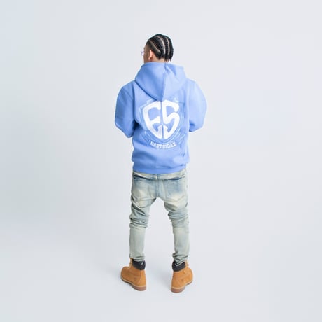 WEST WEAR / ES EMBROIDERY LOGO HOODIE / SAX BLUE