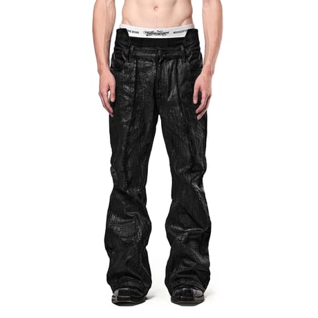 SERONINE LAB / Wax-Coated Structural Black Jeans
