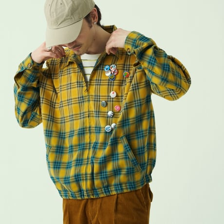 BLOOM YARD / GRADATION CHECK BADGES JACKET / YELLOW