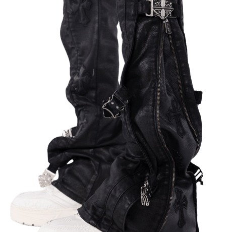 GUAPI / All Black Cross Buckle Denim
