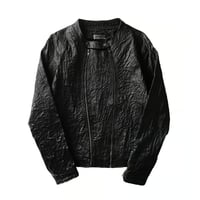 SERONINE LAB / WAXED TEXTURE CRACKLE DOUBLE-ZIP JACKET