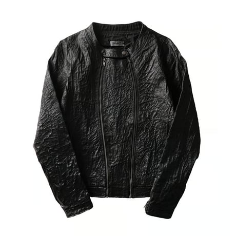 WAXED TEXTURE CRACKLE DOUBLE-ZIP JACKET