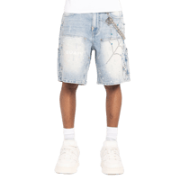 GUAPI / Aqua Blue Spider Denim Shorts