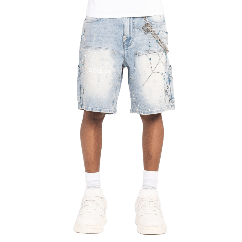 GUAPI / Aqua Blue Spider Denim Shorts | PLUG