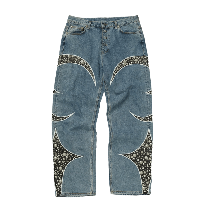 THUG CLUB / IRON STEEL LEATHER DENIM PANTS / BL