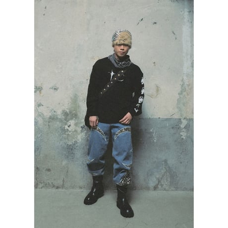 THUG CLUB / IRON STEEL LEATHER DENIM PANTS / BLUE