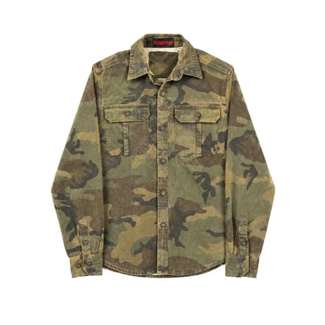 RECKLESS SCHOLARS / DENIM CAMO SHIRT / GREEN