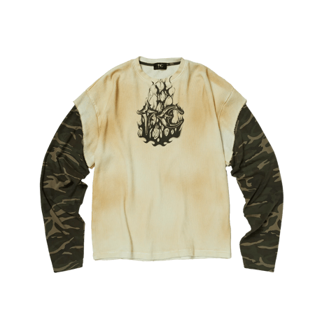 THUG CLUB / TC HELLFIRE LAYERED T-SHIRT / CAMO WHITE