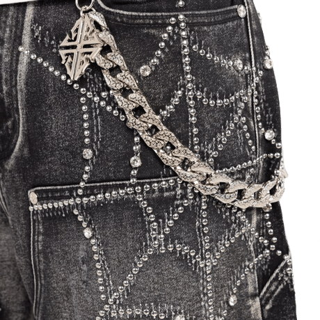 GUAPI / Obsidian Black Spider Denim Shorts