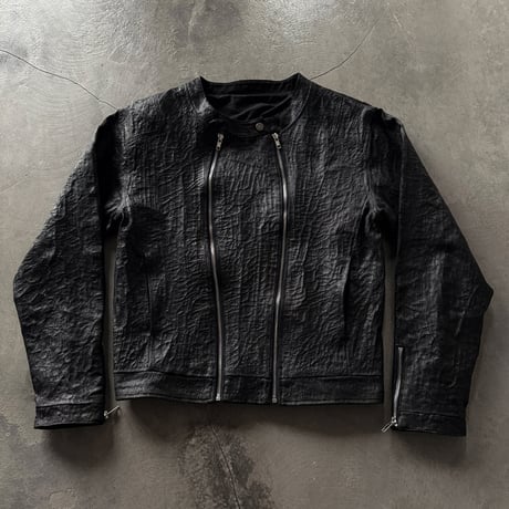 WAXED TEXTURE CRACKLE DOUBLE-ZIP JACKET