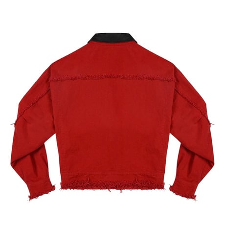【ラスト1点】ADONIS ORBIT PROJECT / LAMB SKIN COLLAR TRUCKER JACKET / RED