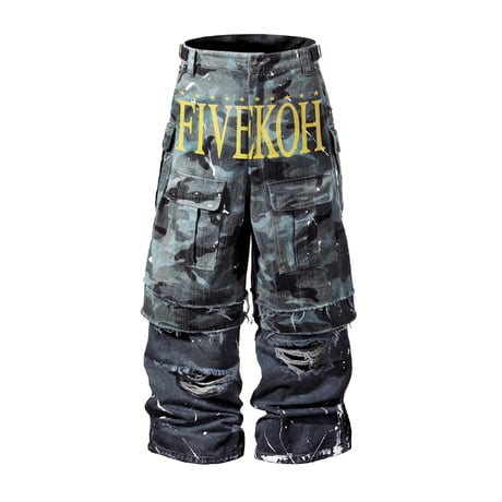 FIVEKOH / CAMO DENIM CARGO PANTS